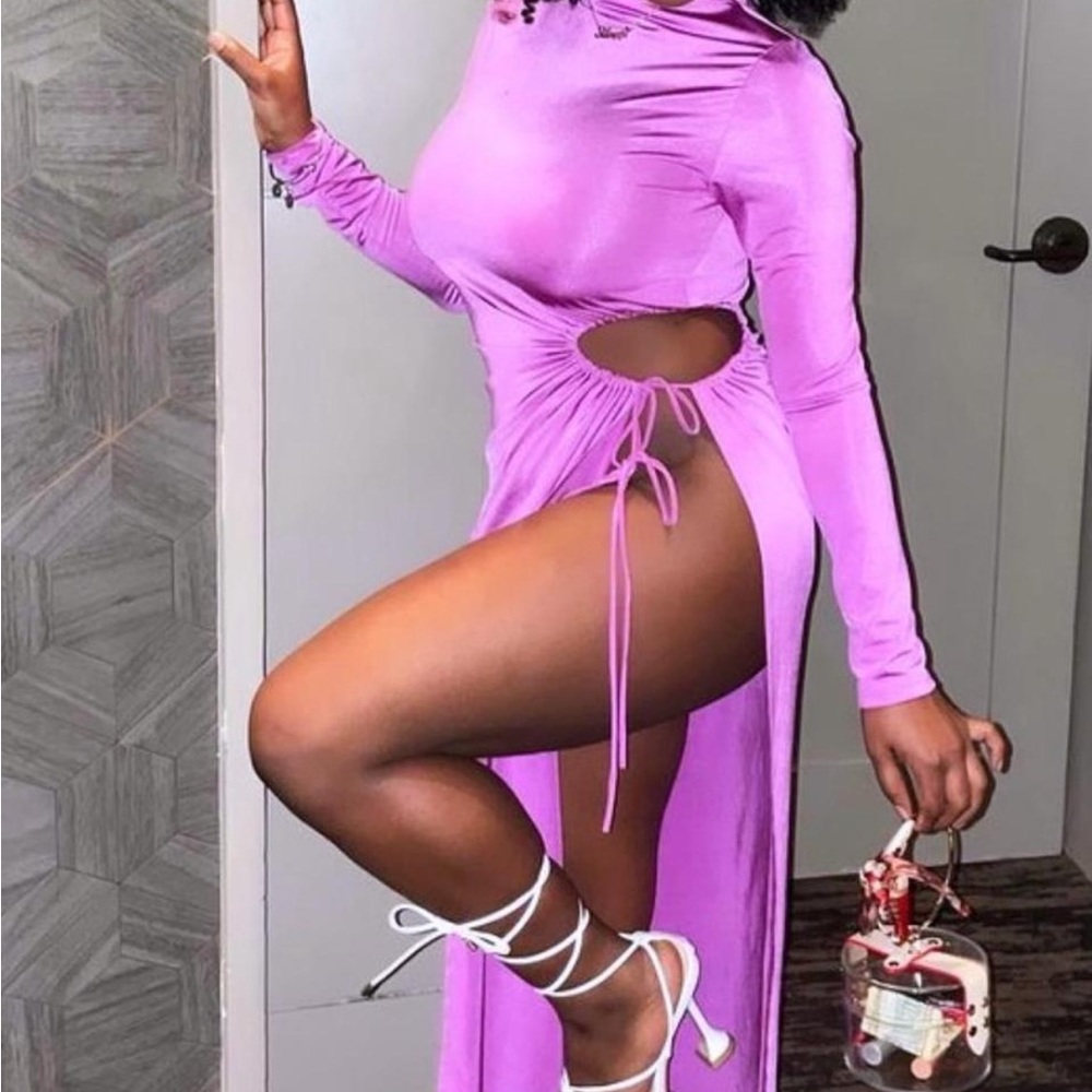 Vibrant Purple Cut-Out Maxi Dress